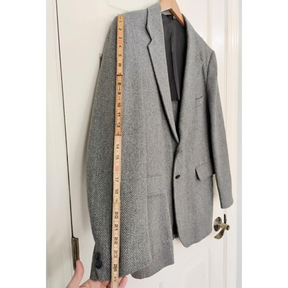 VTG John Blair Herringbone Blazer Mens 40 Gray Two Button Wool Blend Sport Coat - Picture 5 of 8